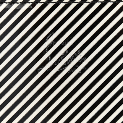 Christian Louboutin Patent Striped Spikes Paloma Clutch Black White 12 of 13