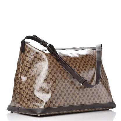 Gucci Crystal Monogram Large Travel Hobo Beige Brown 3 of 13