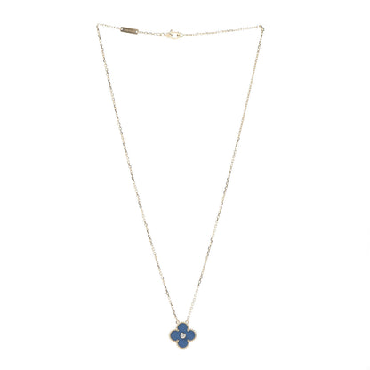 Van Cleef & Arpels 18K Yellow Gold Diamond Celestial Blue Sevres Porcelain Vintage Alhambra Pendant Necklace 3 of 7