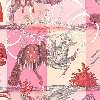 Hermes Silk Della Cavalleria Favolosa DJ Scarf 90 Rose Corail Gris 2 of 3