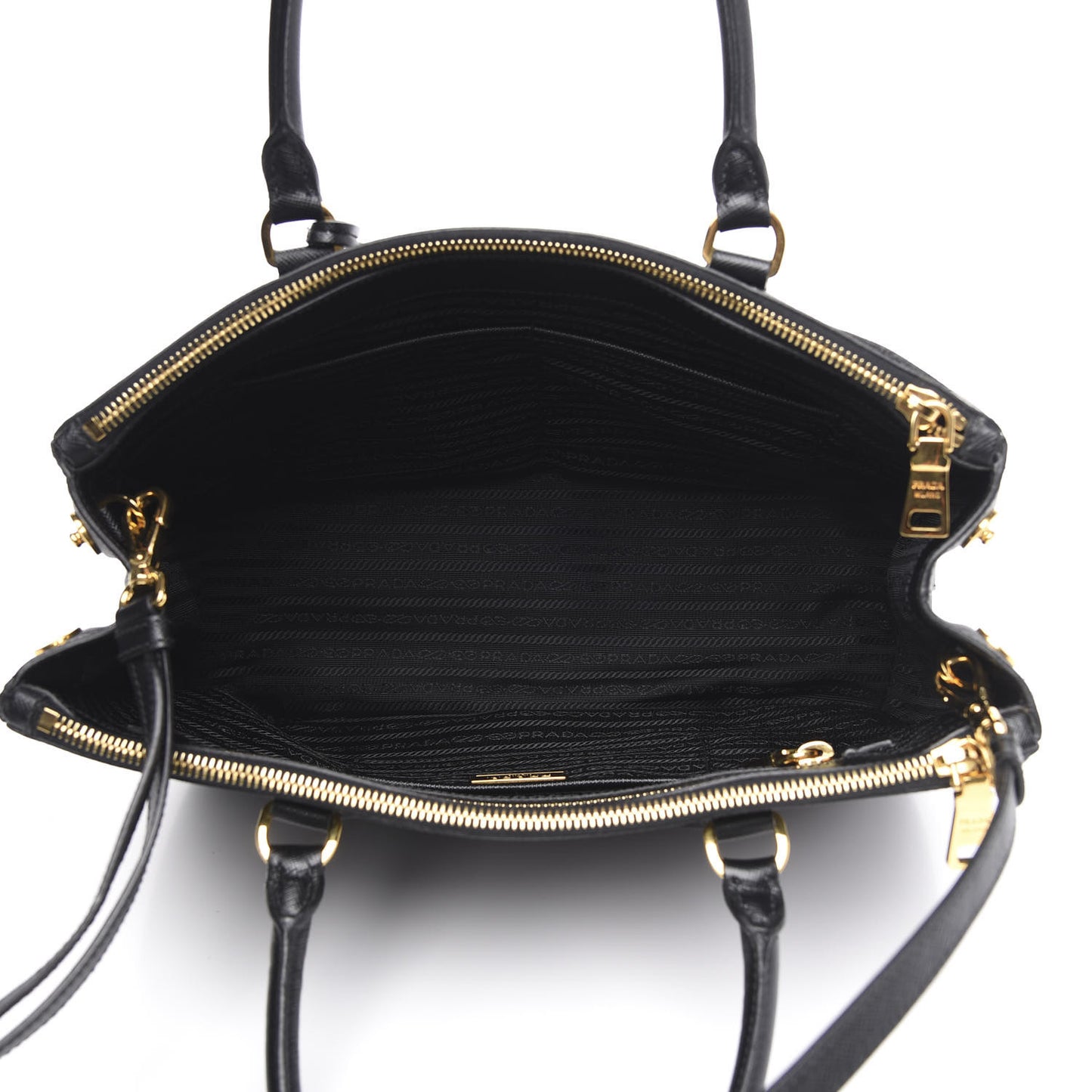 Saffiano Medium Galleria Double Zip Tote Black
