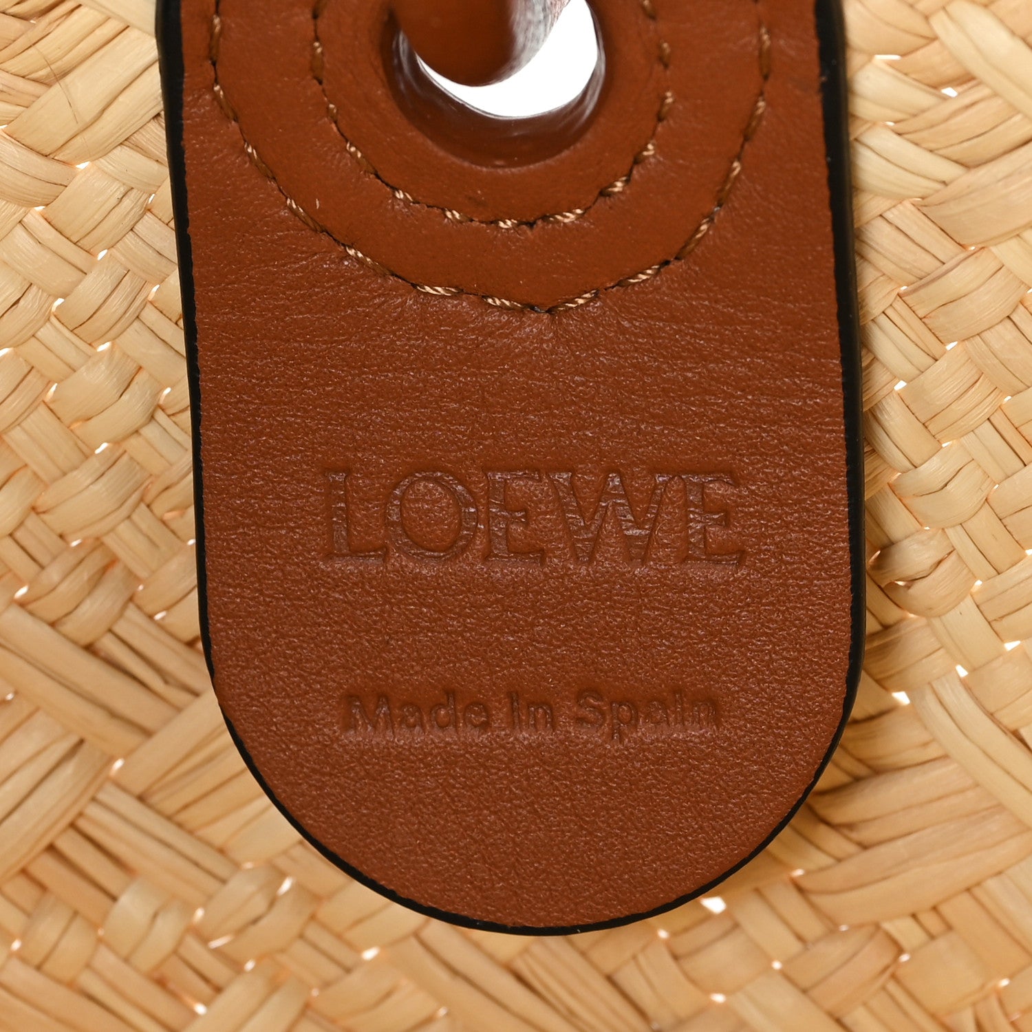 Loewe Calfskin Raffia Small Anagram Basket Tote Bag Natural Tan 6 of 12
