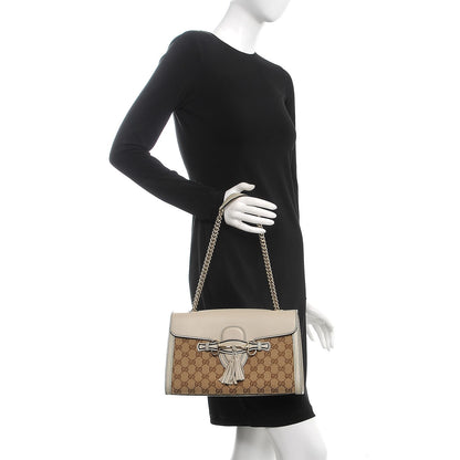 Gucci Monogram Margaux Calfskin Medium Emily Chain Shoulder Bag Beige Ebony Mystic White 2 of 9
