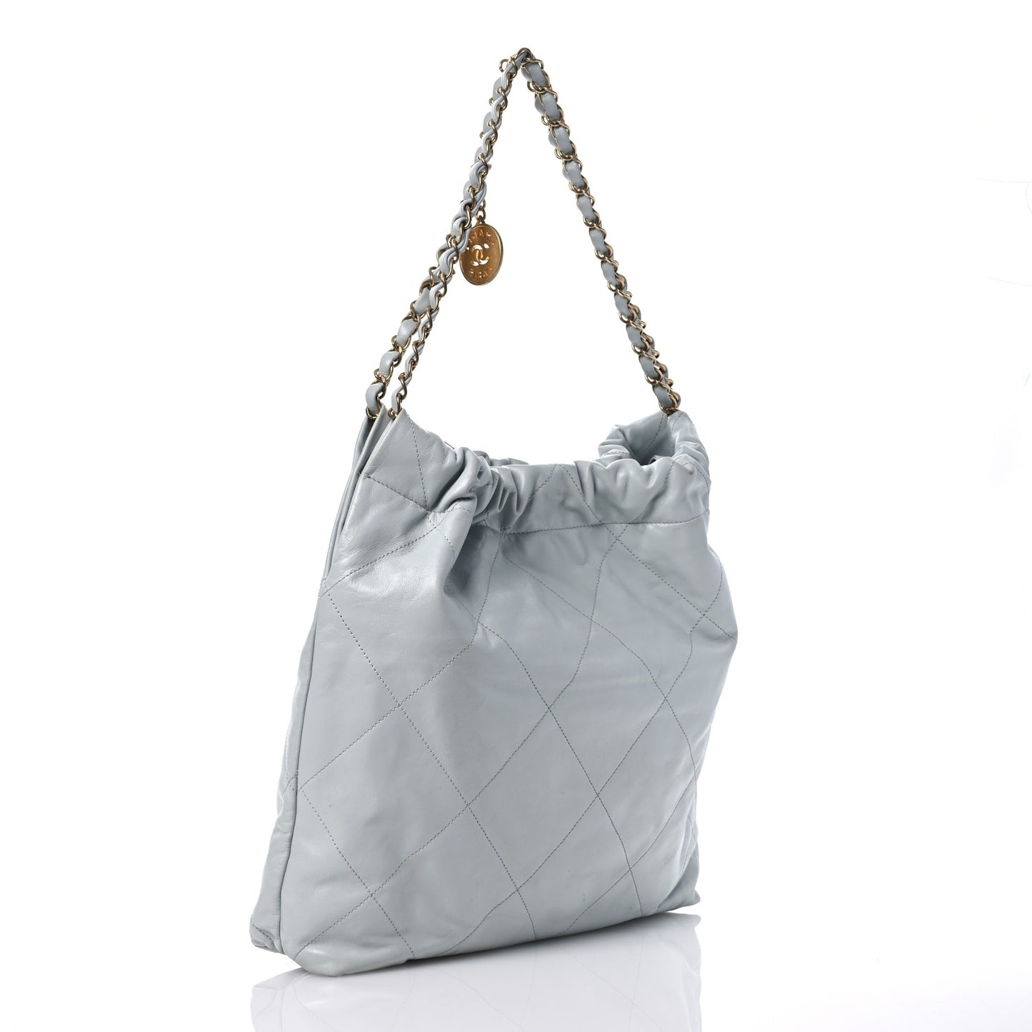 Shiny Calfskin Quilted Small Chanel 22 Grey