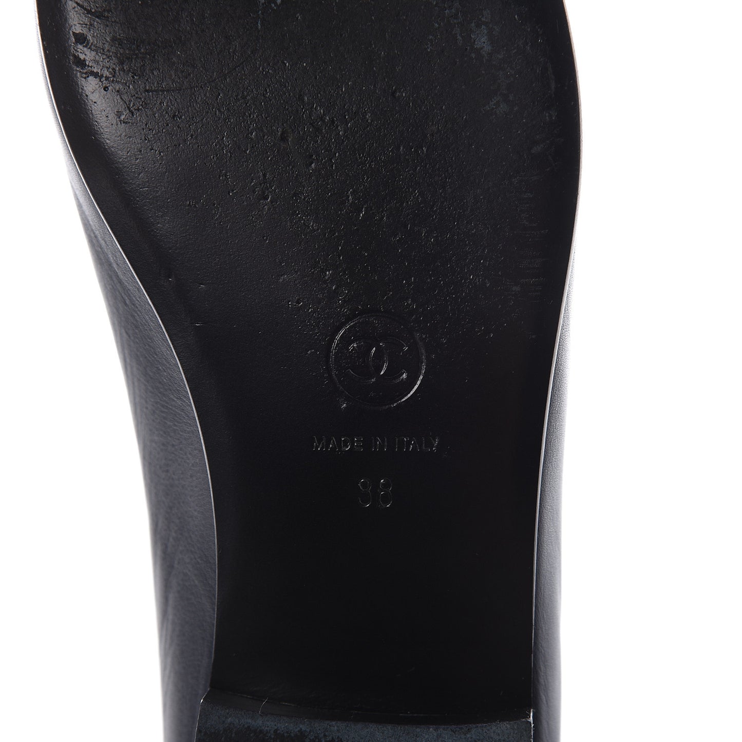 Calfskin CC Cap Toe Ballerina Flats 38 Dark Navy