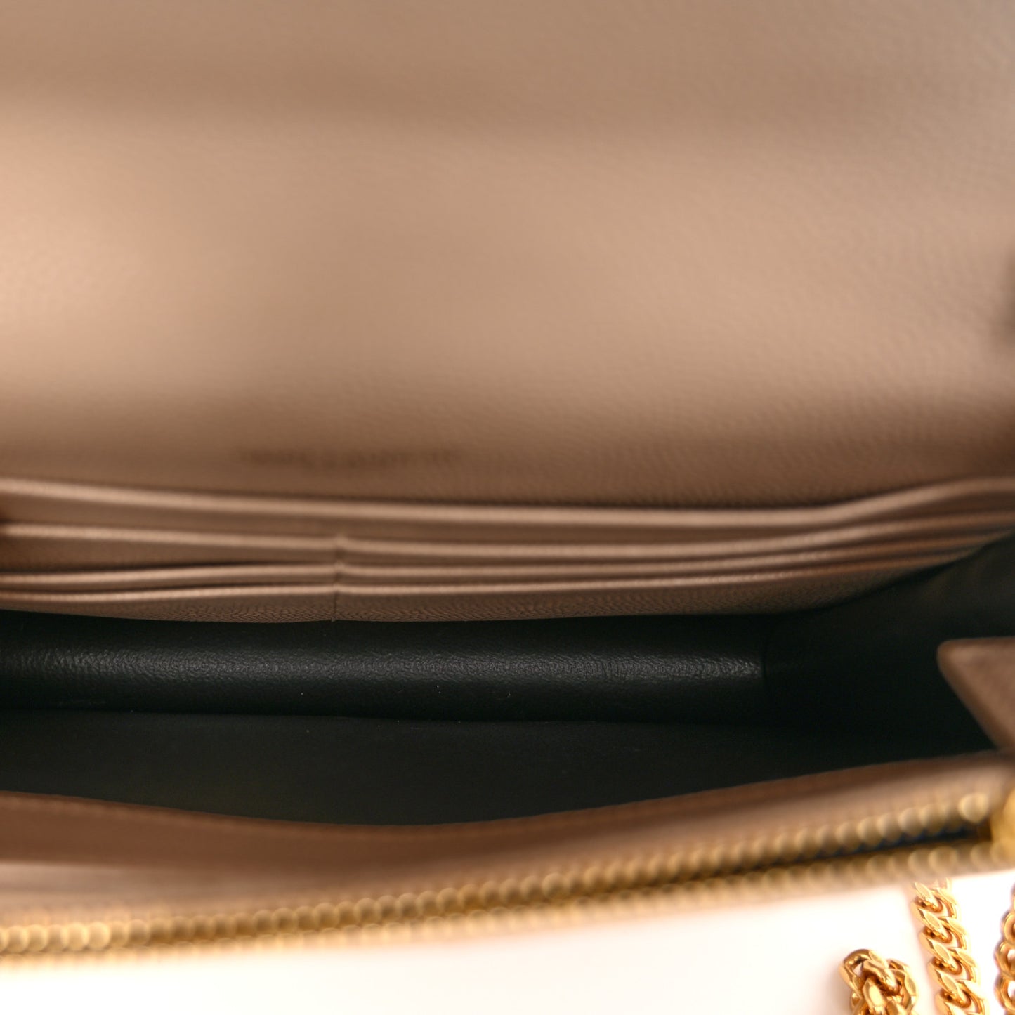 Grain De Poudre Matelasse Chevron Monogram Envelope Chain Wallet Dark Beige