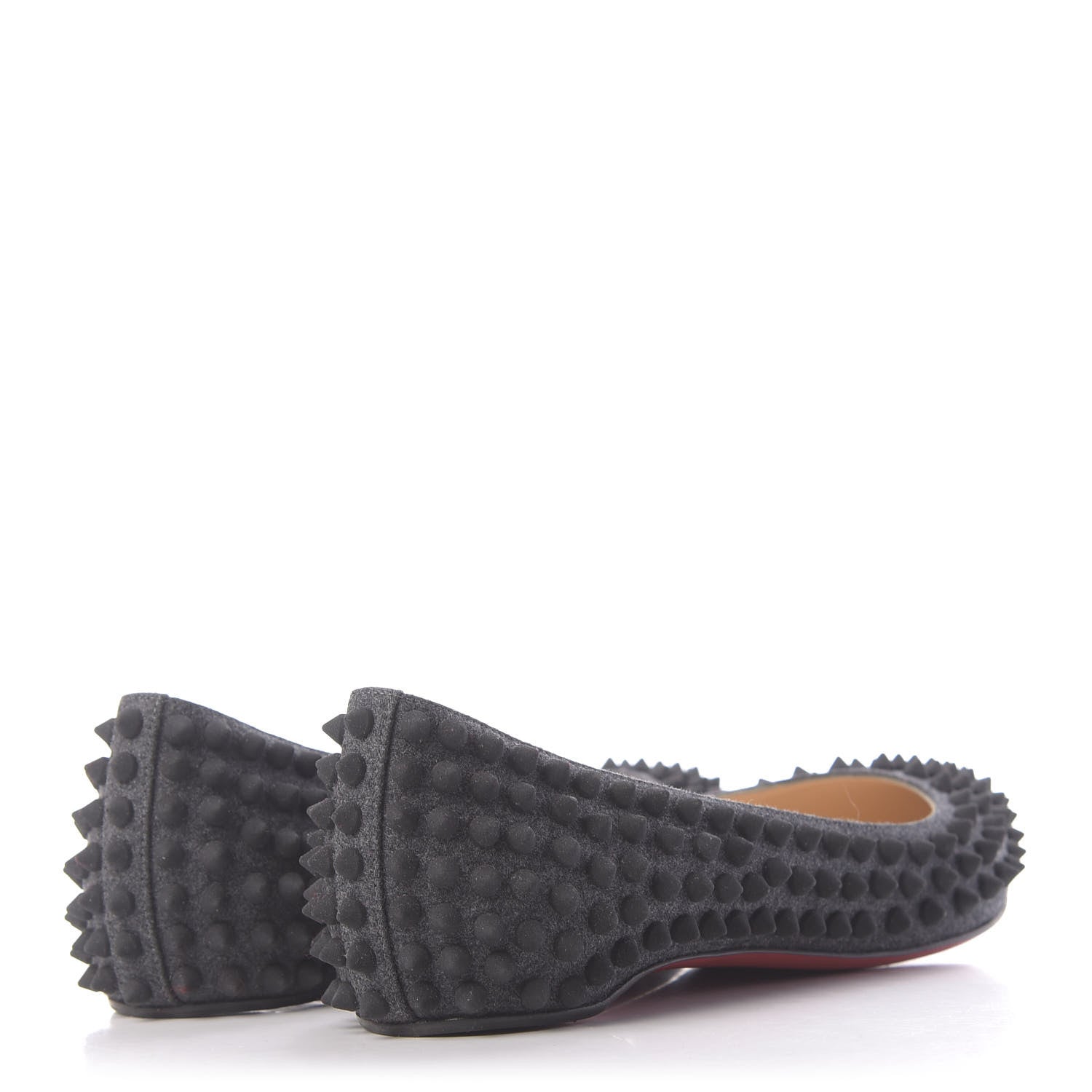 Christian Louboutin Flannel Pigalle Spikes Flats 37.5 Antracite 4 of 10