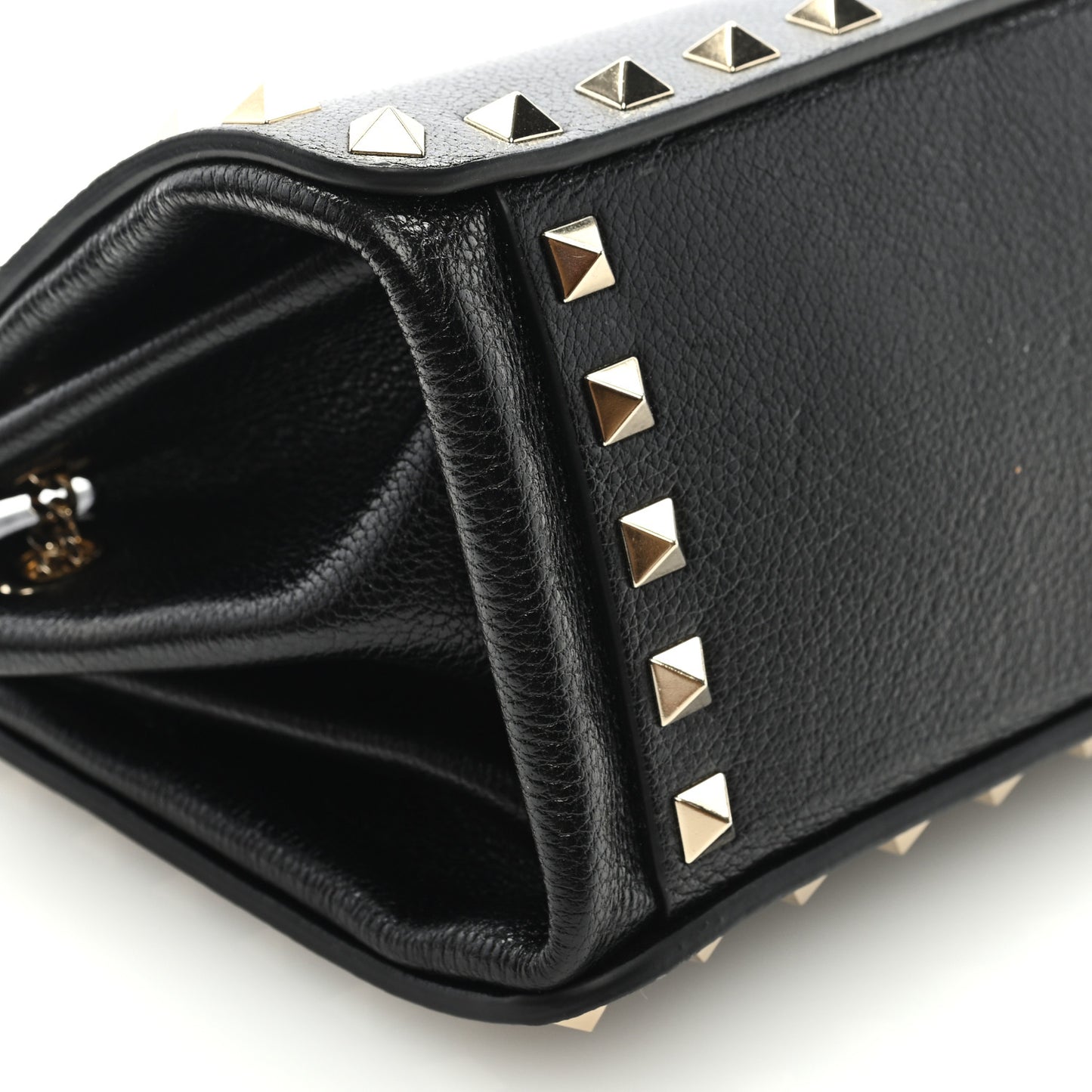 Calfskin Rockstud Mini Chain Shoulder Bag Black