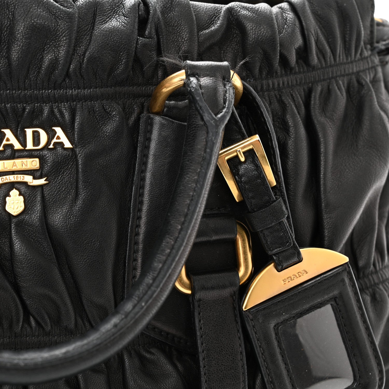 Prada Nappa Gaufre Buckle Shoulder Bag Black 14 of 15