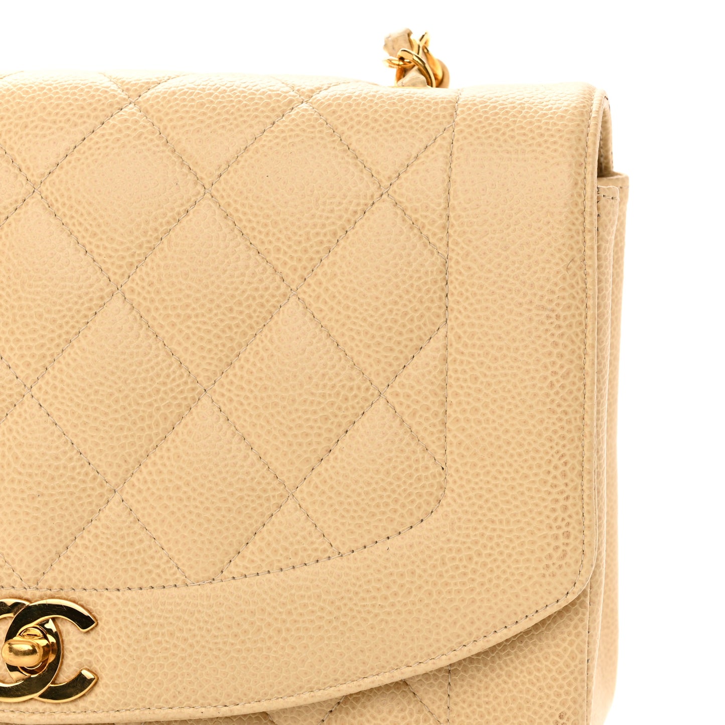 Caviar Quilted Medium Single Flap Beige