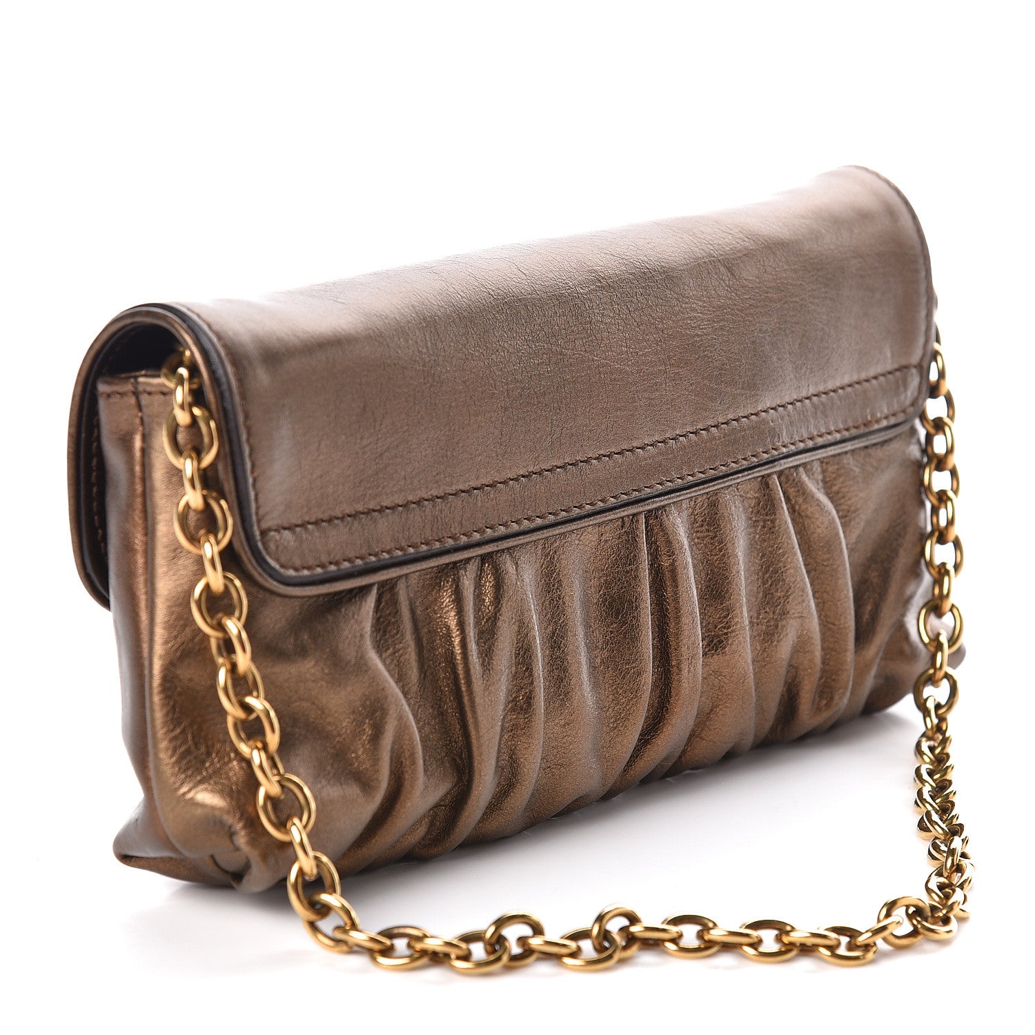 Gucci Metallic Calfskin Babouska Clutch Bronze 3 of 10