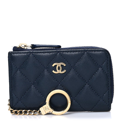 Chanel Caviar Quilted Key Holder Case Navy 1 of 10