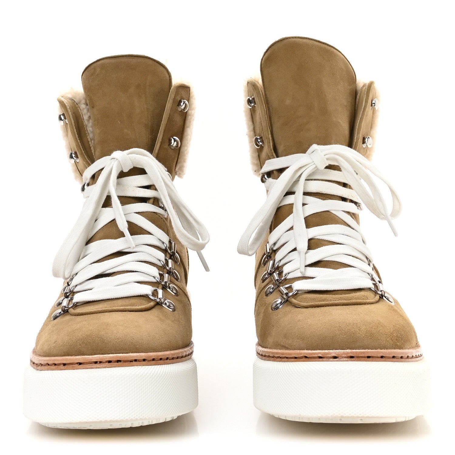 Hermes Chevre Velours Woolskin Womens Flocon Ankle Boots 39.5 Beige Gobi Ecru 3 of 8