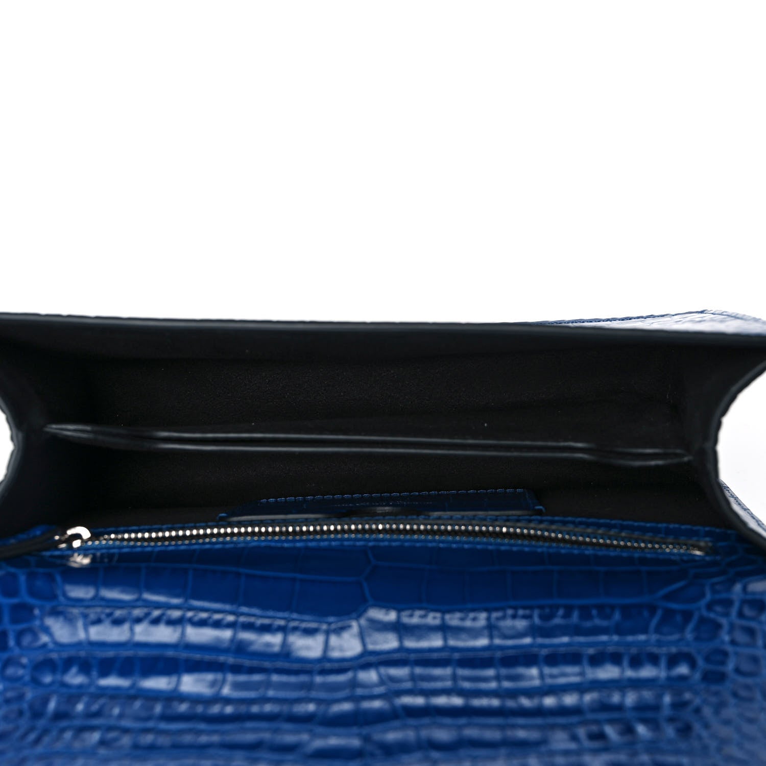 Alexander McQueen Shiny Crocodile Embossed Jeweled Satchel Industrial Blue 5 of 9