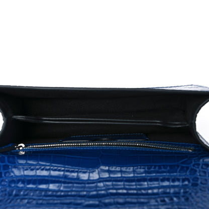 Alexander McQueen Shiny Crocodile Embossed Jeweled Satchel Industrial Blue 5 of 9