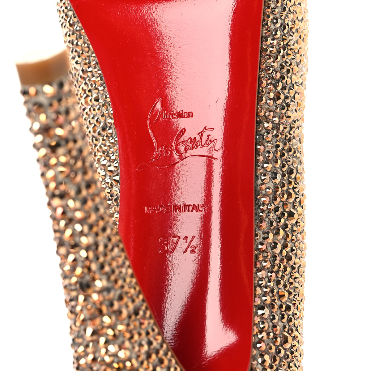 Christian Louboutin Specchio Strass Crystal Lady Peep 150 Pumps 37.5 Rose Gold 7 of 8