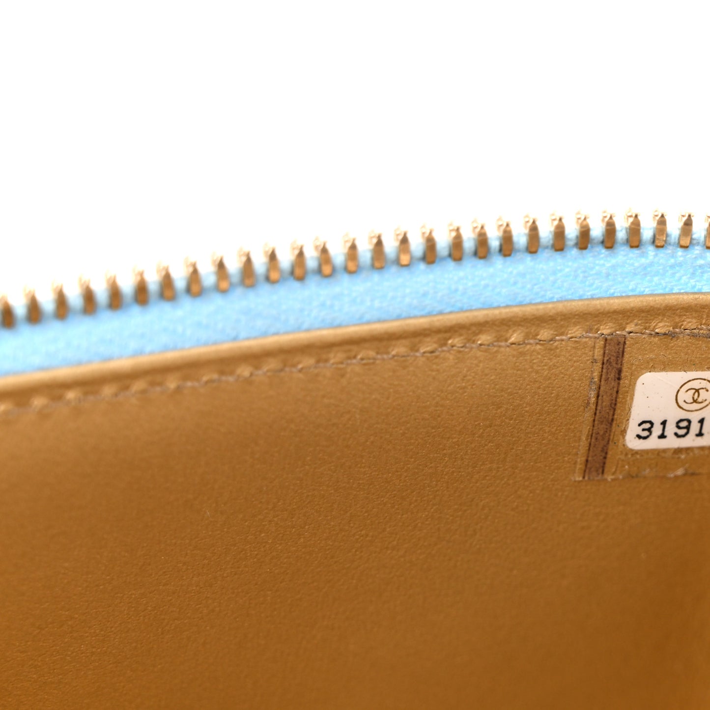 Lambskin Quilted Pearl Crush Mini Vanity Case With Chain Light Blue