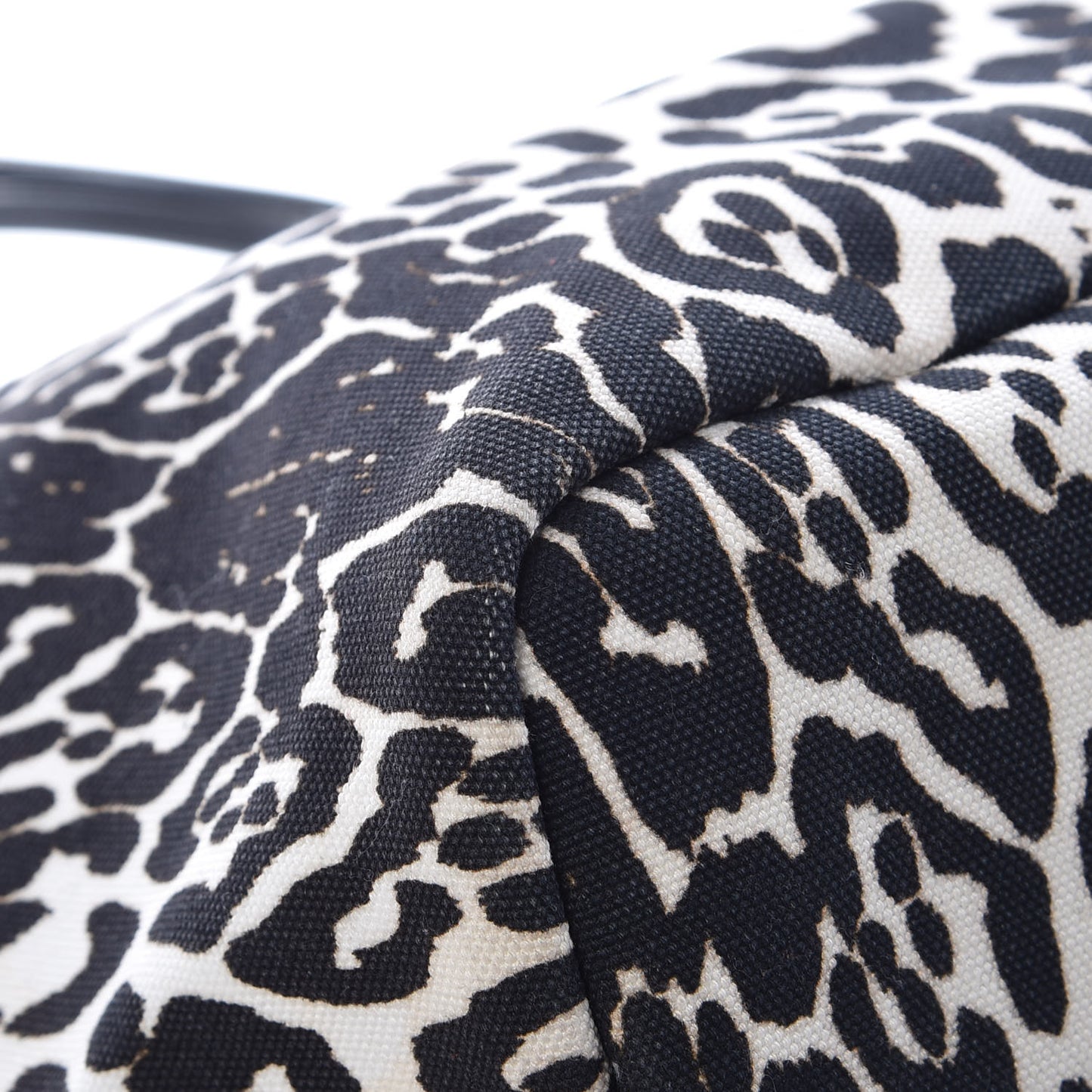 Canvas Jaguar Print Large Antigona Tote Black White