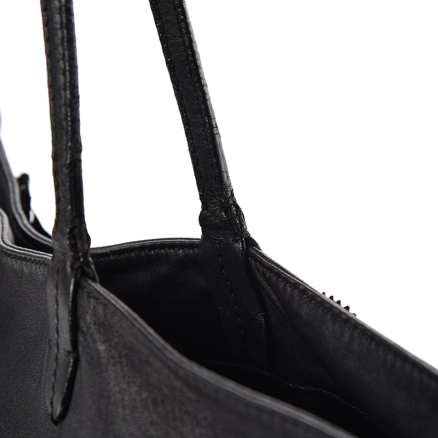 Nappa Studded Rosette Tote Black