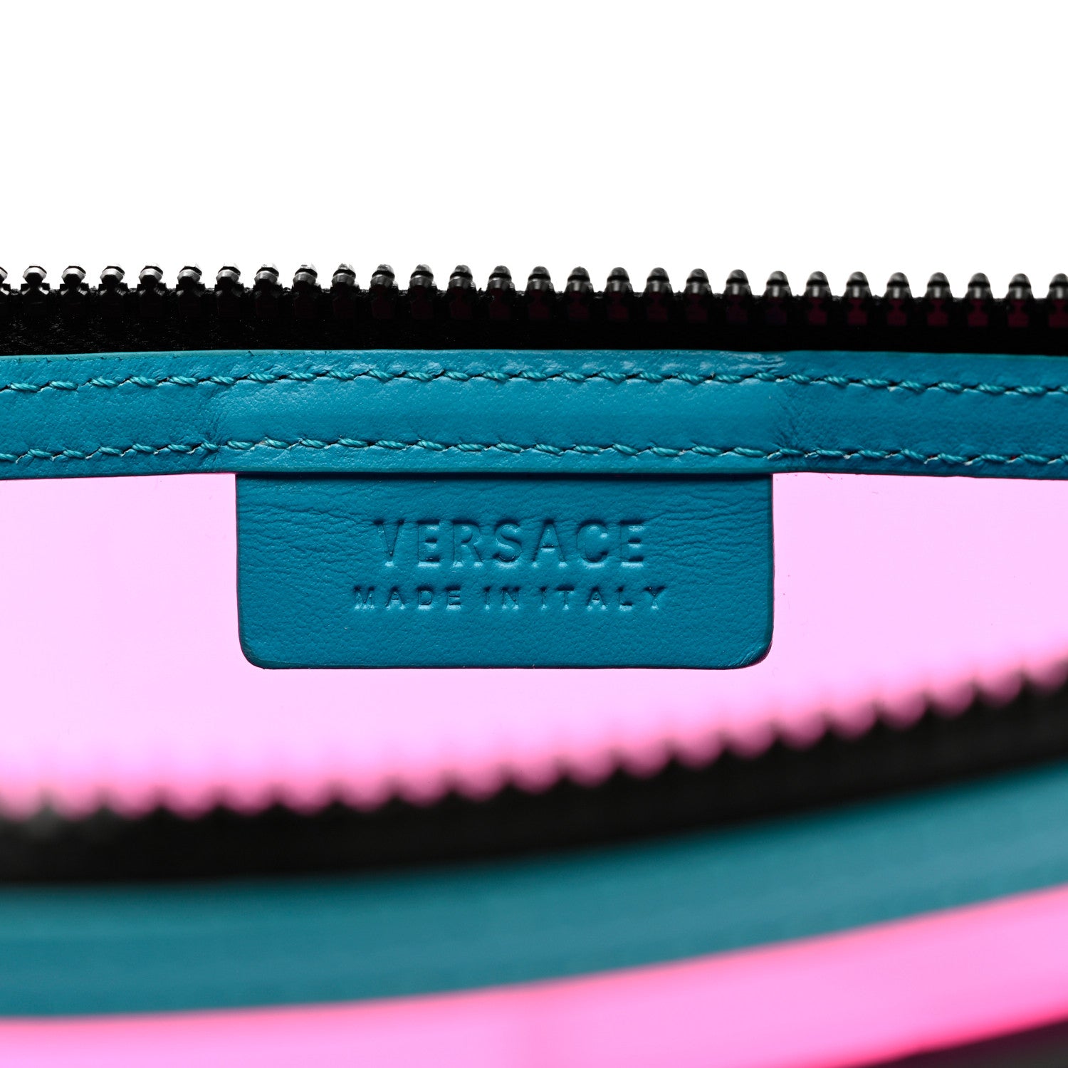 Versace Vinyl Rubber Calfskin 90s Logo Pouch Rosa Fluo 6 of 6