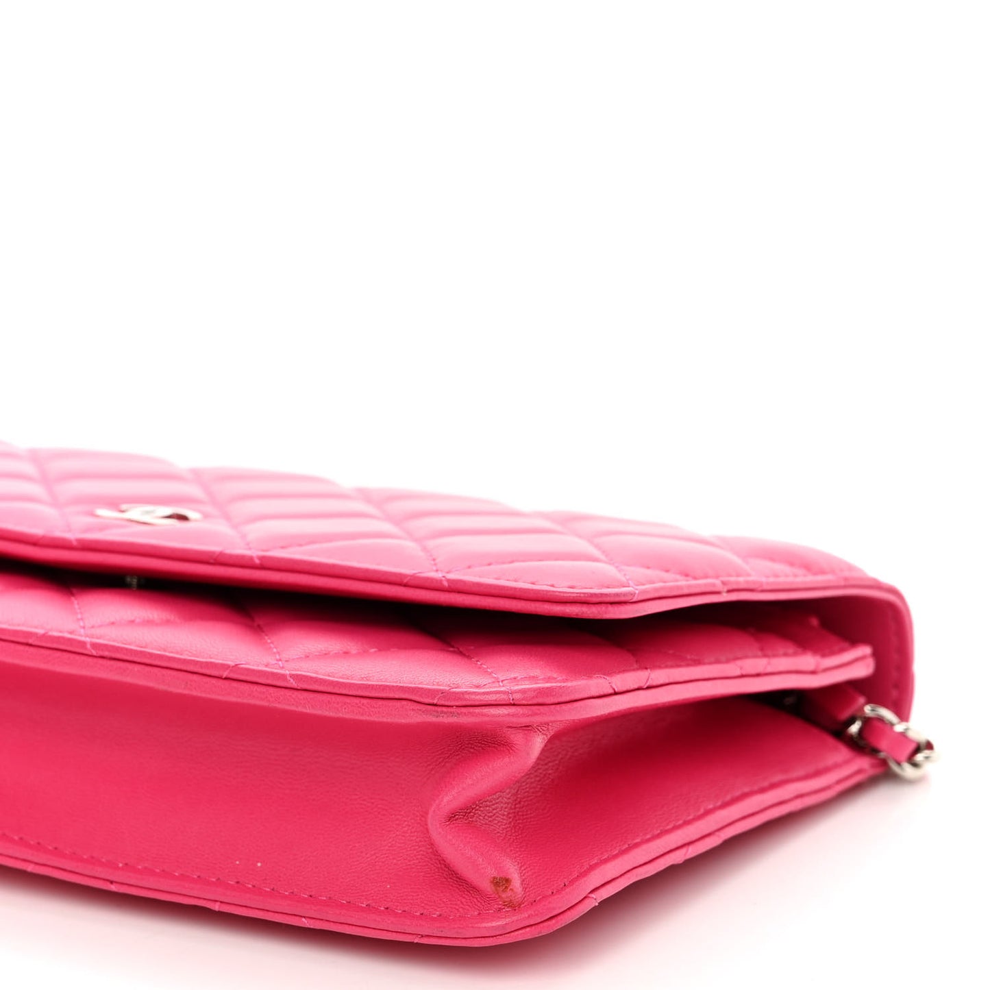 Lambskin Quilted Wallet On Chain WOC Pink