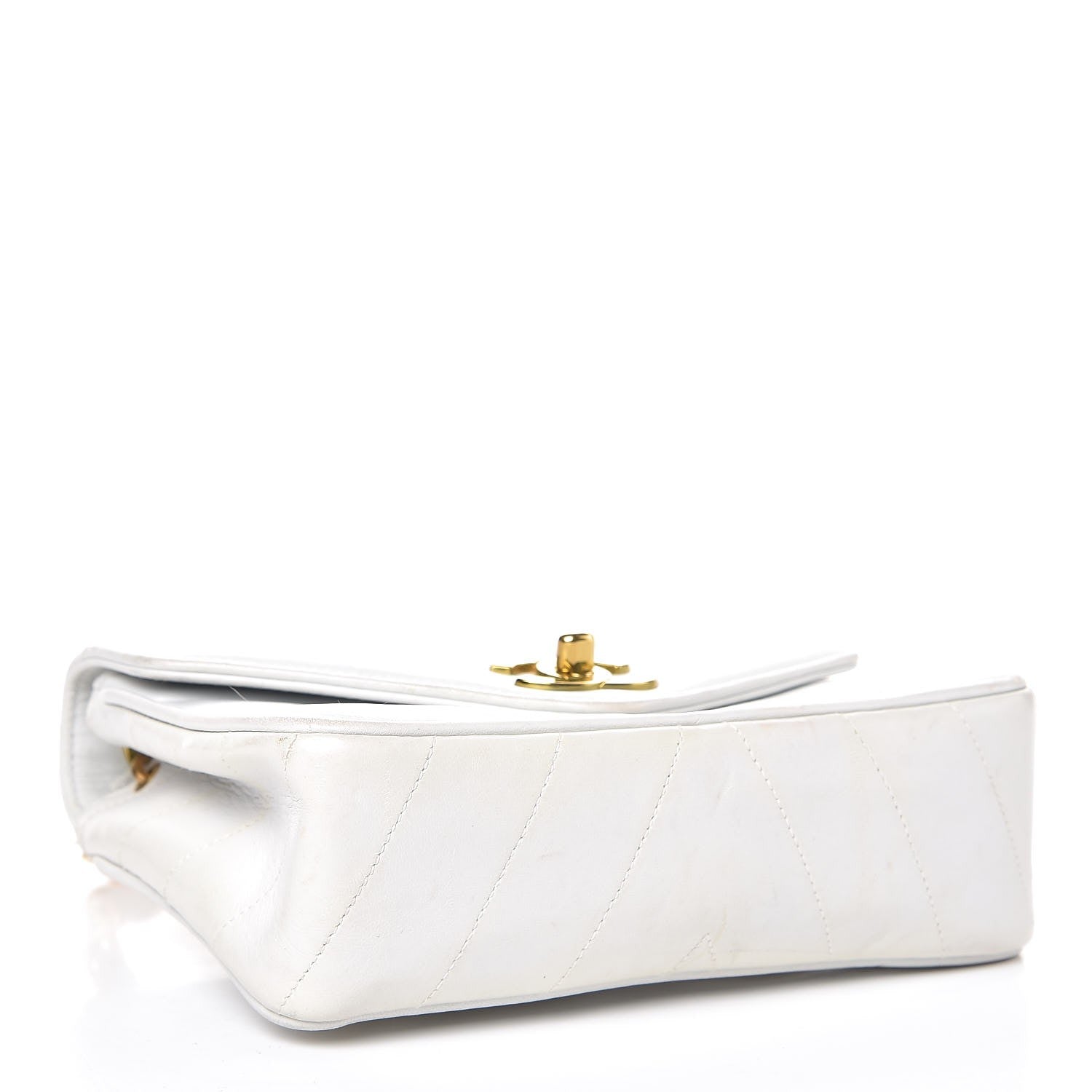 Chanel Lambskin Chevron Quilted Mini Square Flap White 4 of 16