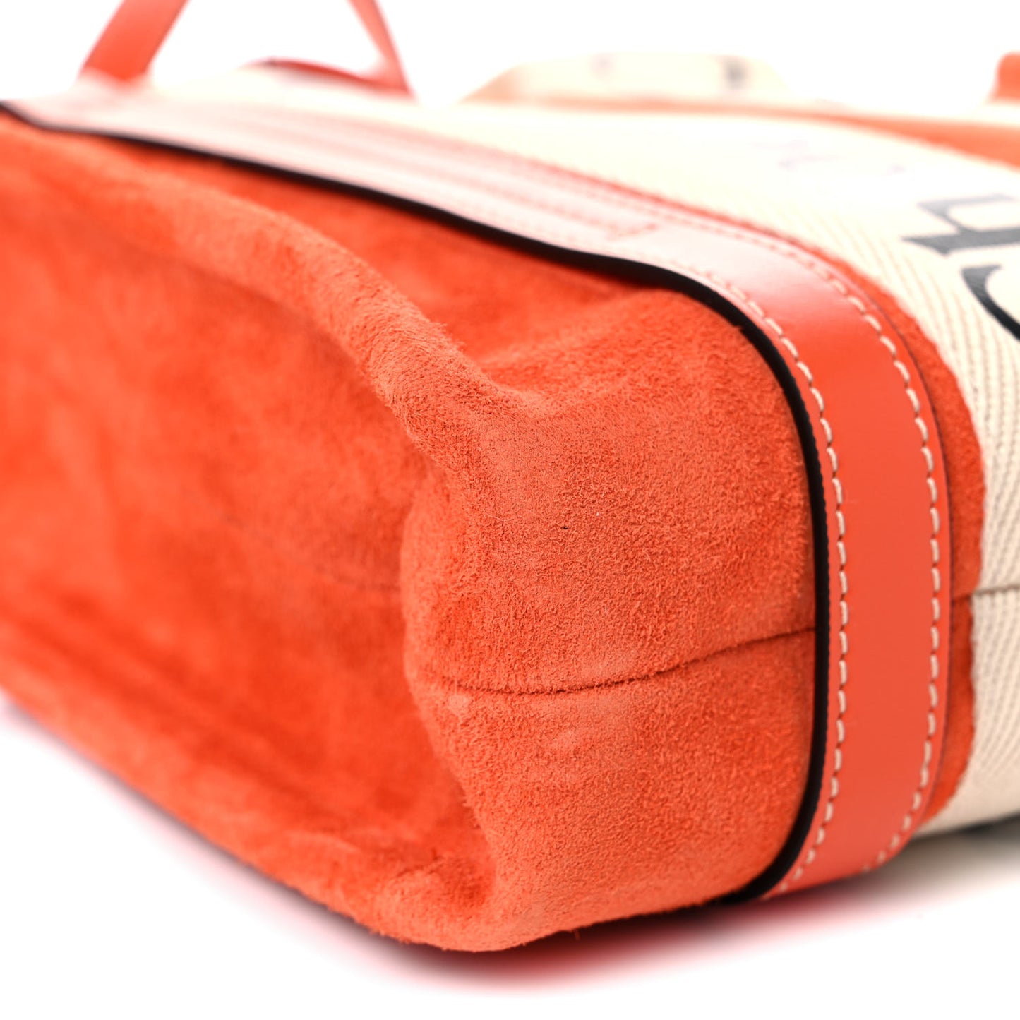 Suede Calfskin Small Woody Ribbon Tote Rusted Orange