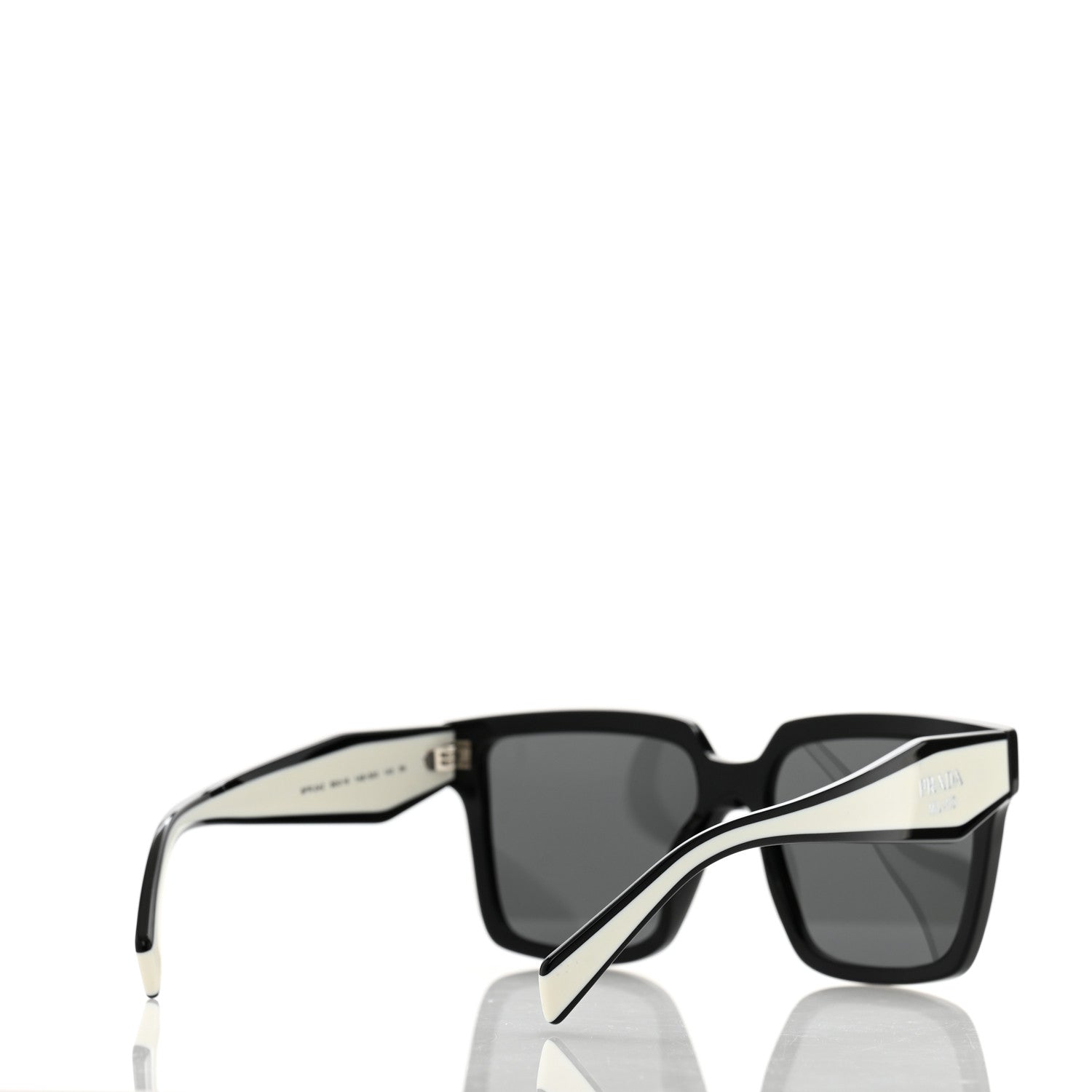 Prada Acetate Square Sunglasses SPR 24Z Black White 4 of 8