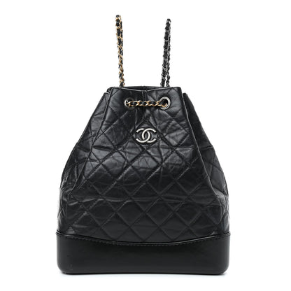 Chanel Aged Calfskin Quilted Gabrielle Backpack Black 1 of 8