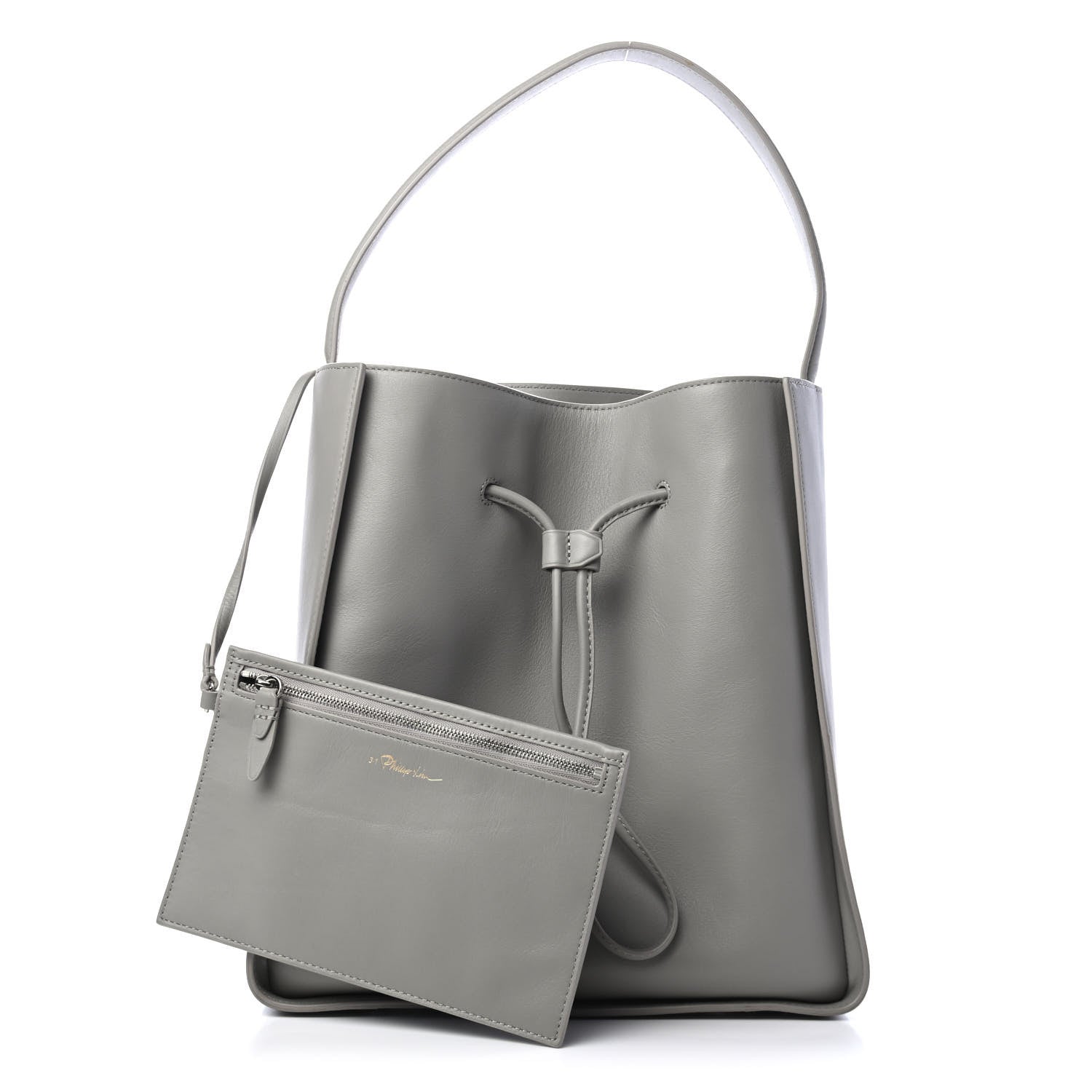 3.1 Phillip Lim Smooth Calfskin Large Soleil Bucket Bag Cement 1 of 5