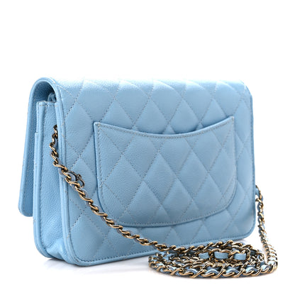 Chanel Caviar Quilted Wallet on Chain WOC Light Blue 3 of 11
