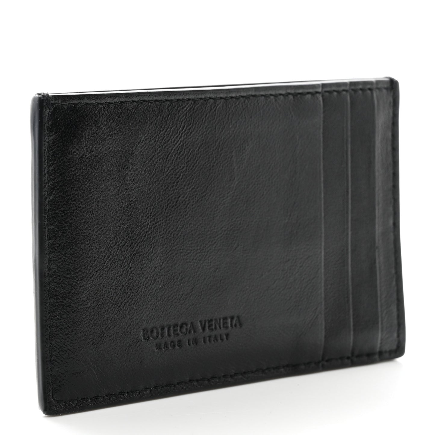 Nappa Intreccio Cassette Credit Card Holder Black