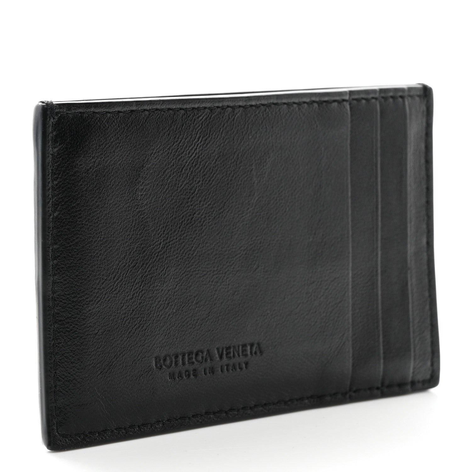 Bottega Veneta Nappa Intreccio Cassette Credit Card Holder Black 2 of 6