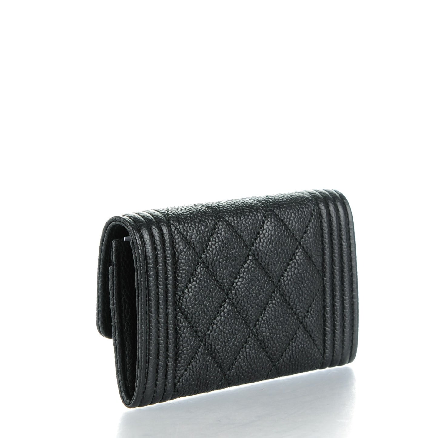 Caviar Quilted Boy Card Holder Wallet Black
