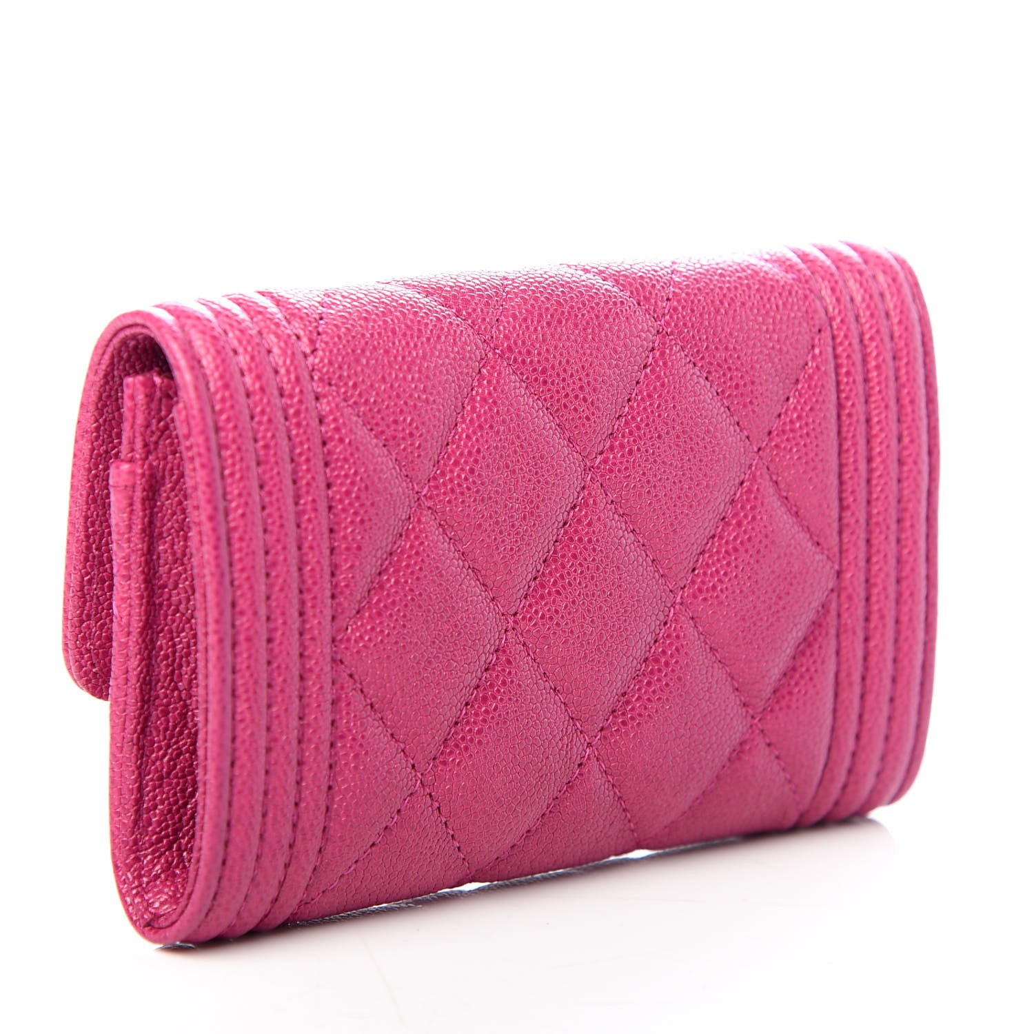Chanel Caviar Quilted Boy Card Holder Wallet Fuchsia 3 of 9