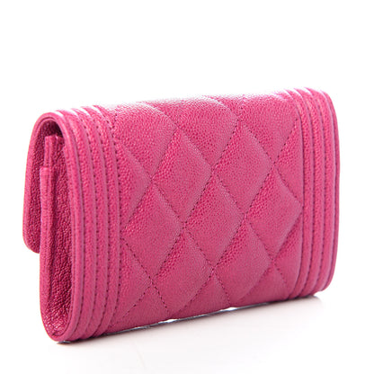 Chanel Caviar Quilted Boy Card Holder Wallet Fuchsia 3 of 9