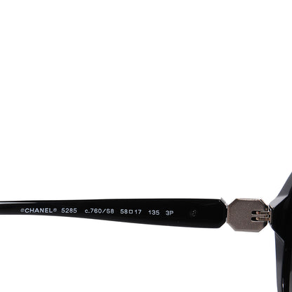 Chanel Acetate Polarized CC Round Sunglasses 5285 Black 4 of 5