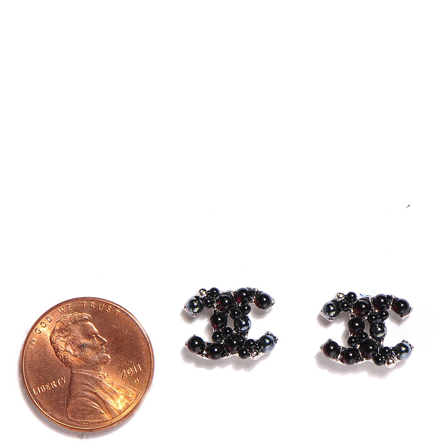 Resin Bead CC Earrings Silver Black