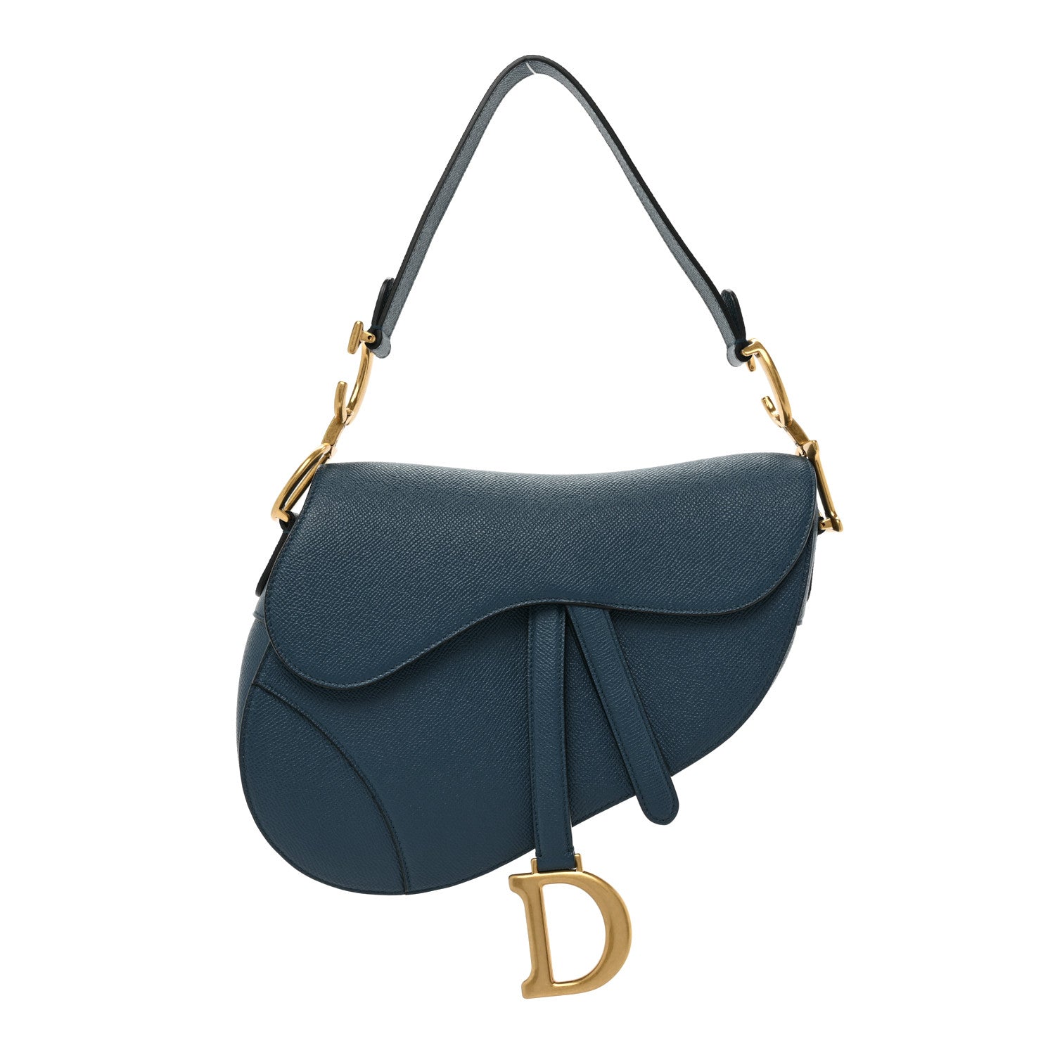 Christian Dior Grained Calfskin Saddle Bag Navy 1 of 9