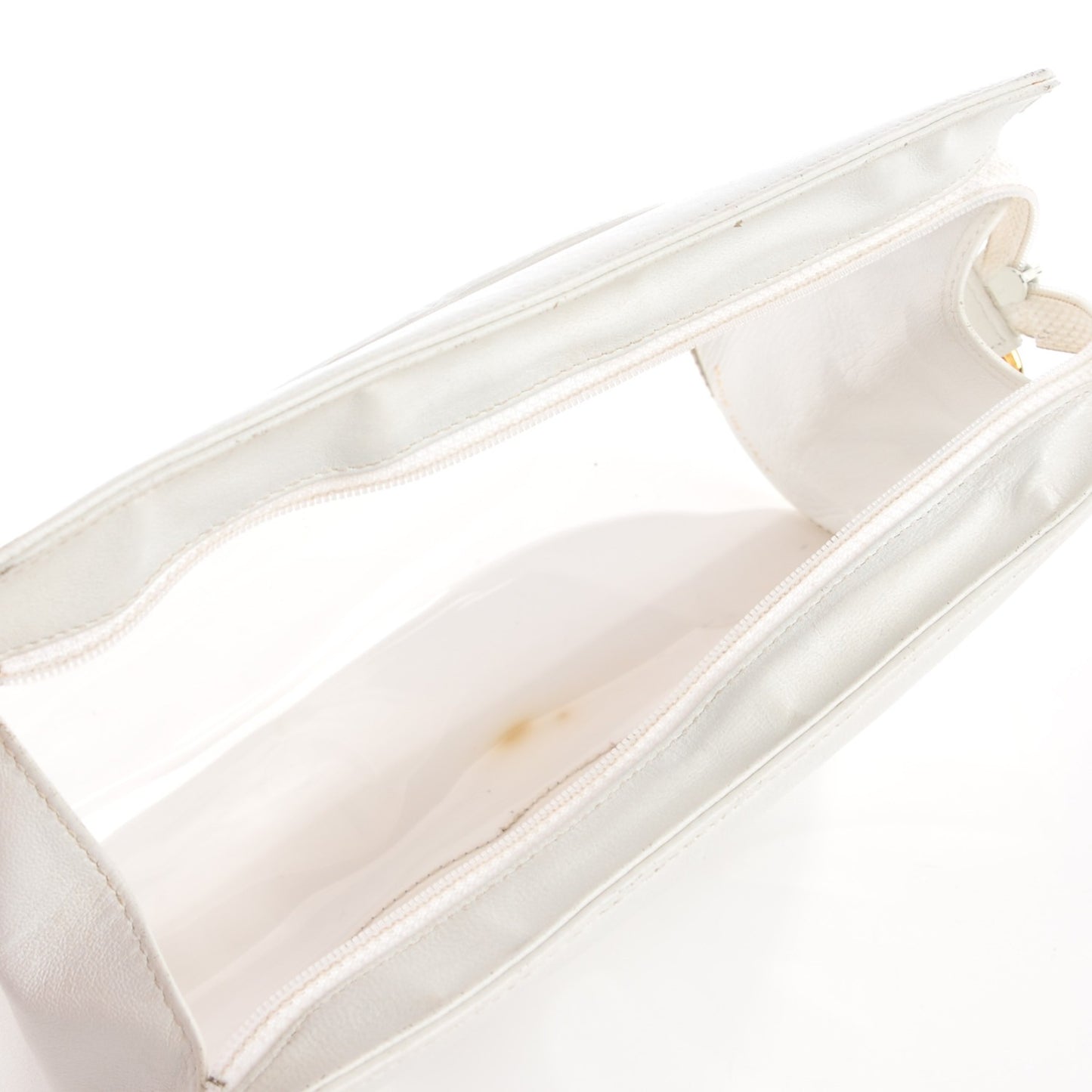 Vinyl CC Logo Cosmetic Pouch White