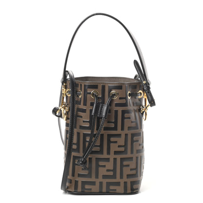 Fendi Vitello Liberty F is Fendi Bi-Color FF 1974 Embossed Mini Mon Tresor Bucket Bag Maya Black 1 of 9