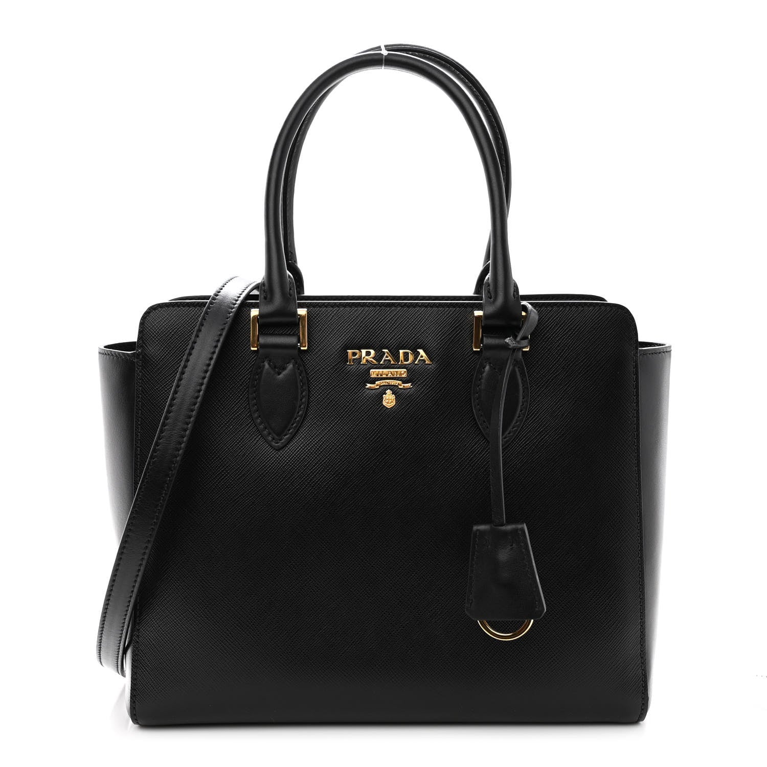 Prada Saffiano Soft Calfskin Small Zippered Tote Black 1 of 9