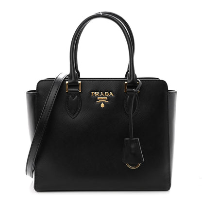 Prada Saffiano Soft Calfskin Small Zippered Tote Black 1 of 9