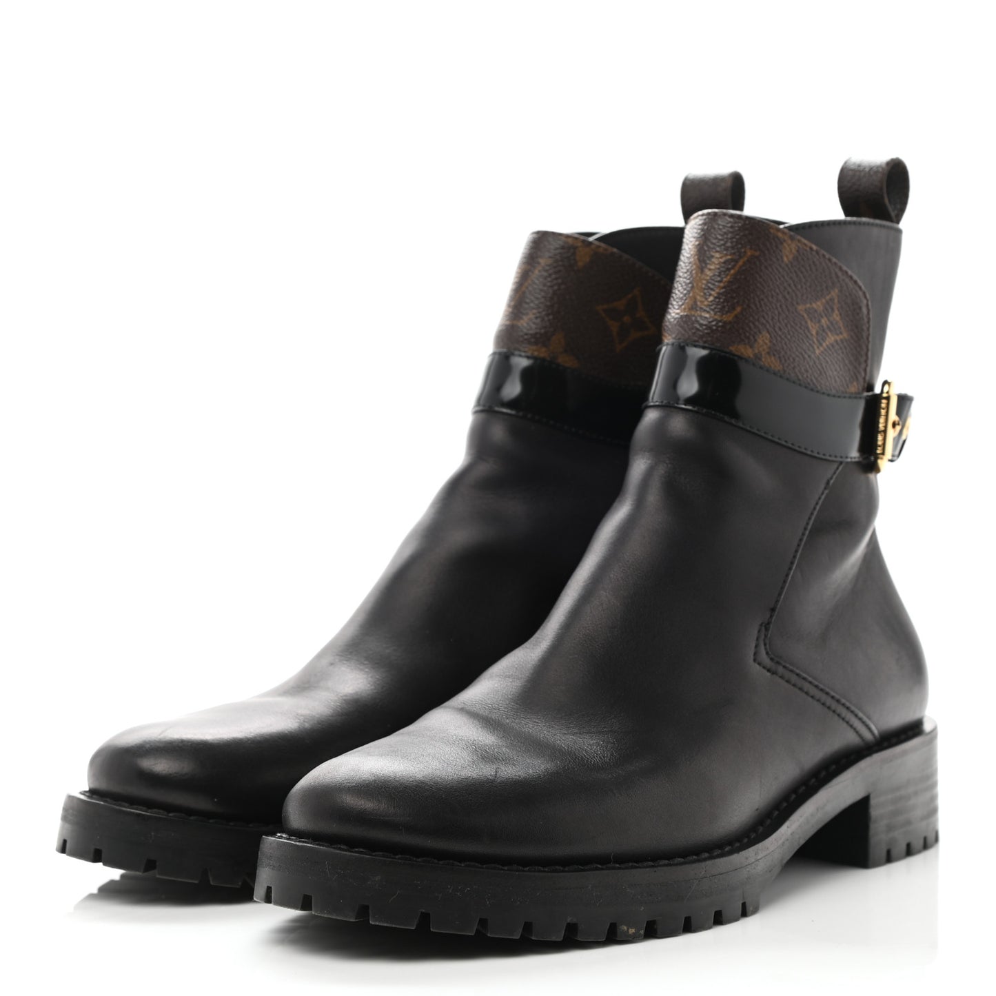 Calfskin Monogram Discovery Flat Ankle Boots 38.5 Black