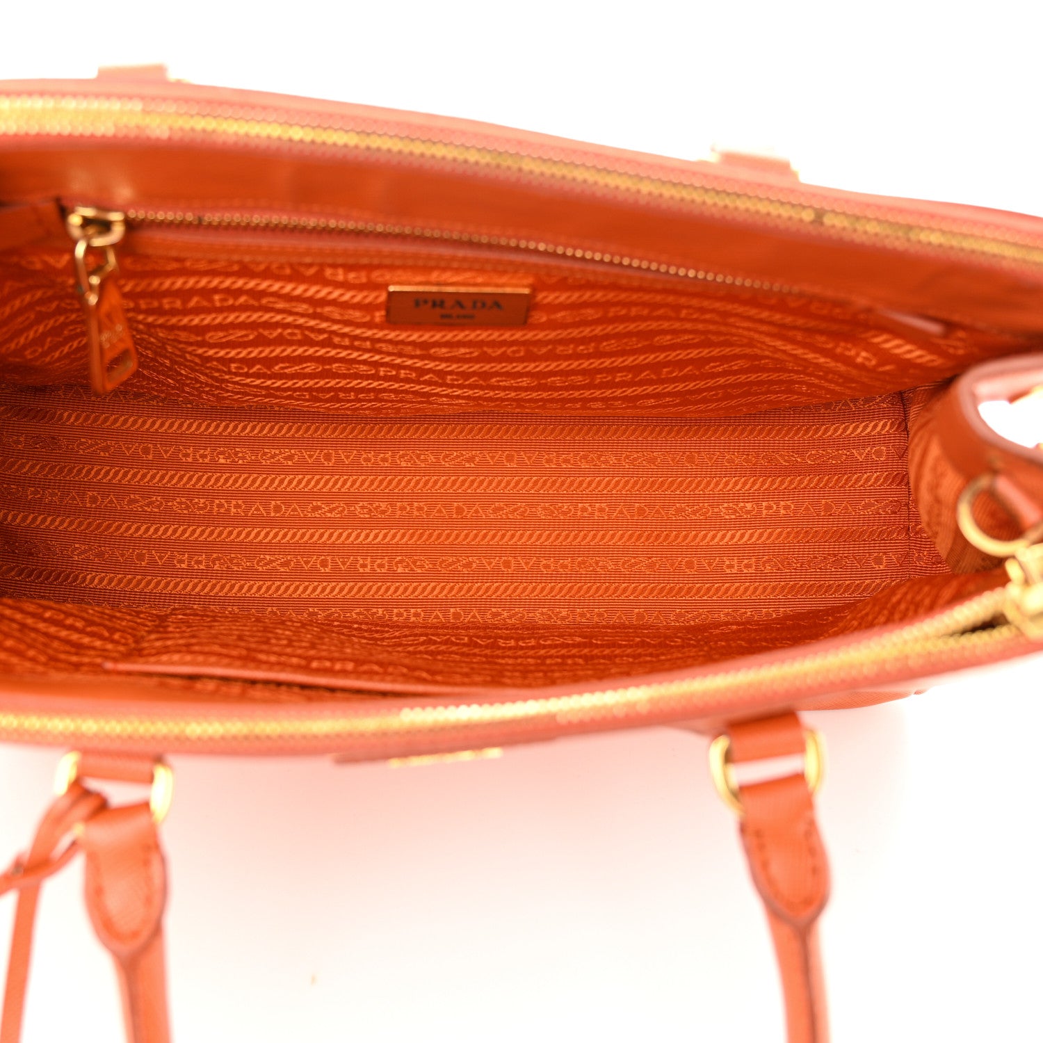 Prada Saffiano Small Galleria Double Zip Tote Papaya 5 of 12