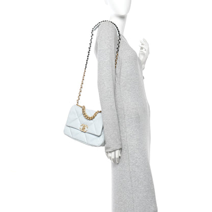 Chanel Lambskin Quilted Medium Chanel 19 Flap Light Blue 2 of 10