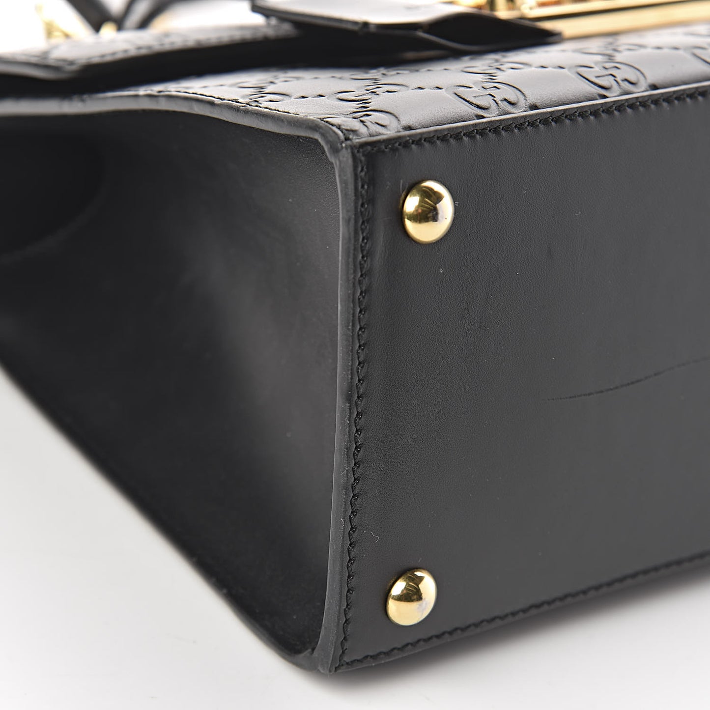 Guccissima Signature Small Padlock Top Handle Bag Black