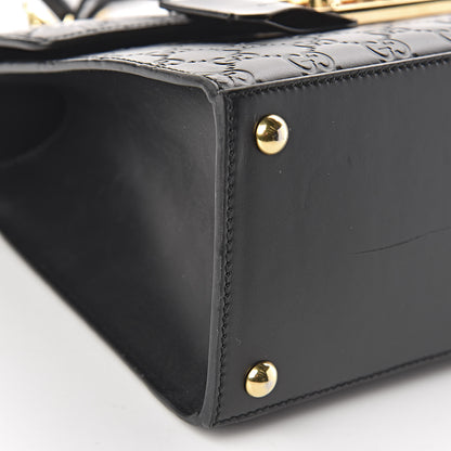 Gucci Guccissima Signature Small Padlock Top Handle Bag Black 10 of 14