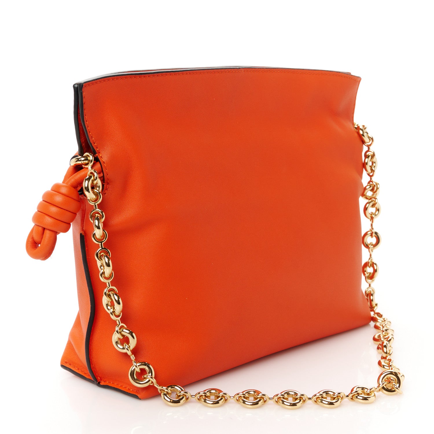 Loewe Nappa Calfskin Mini Flamenco Knot Clutch With Chain Orange 3 of 11