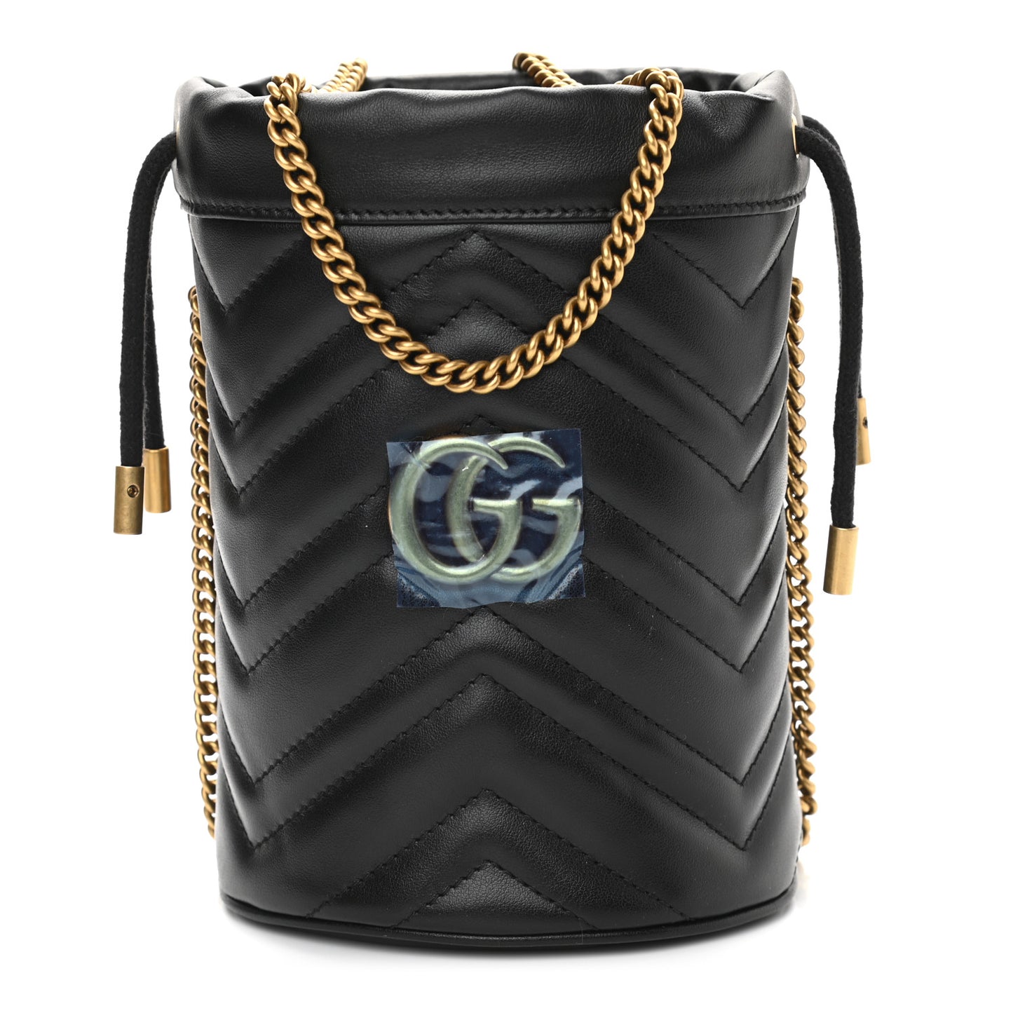 Calfskin Matelasse Mini GG Marmont 2.0 Bucket Bag Black